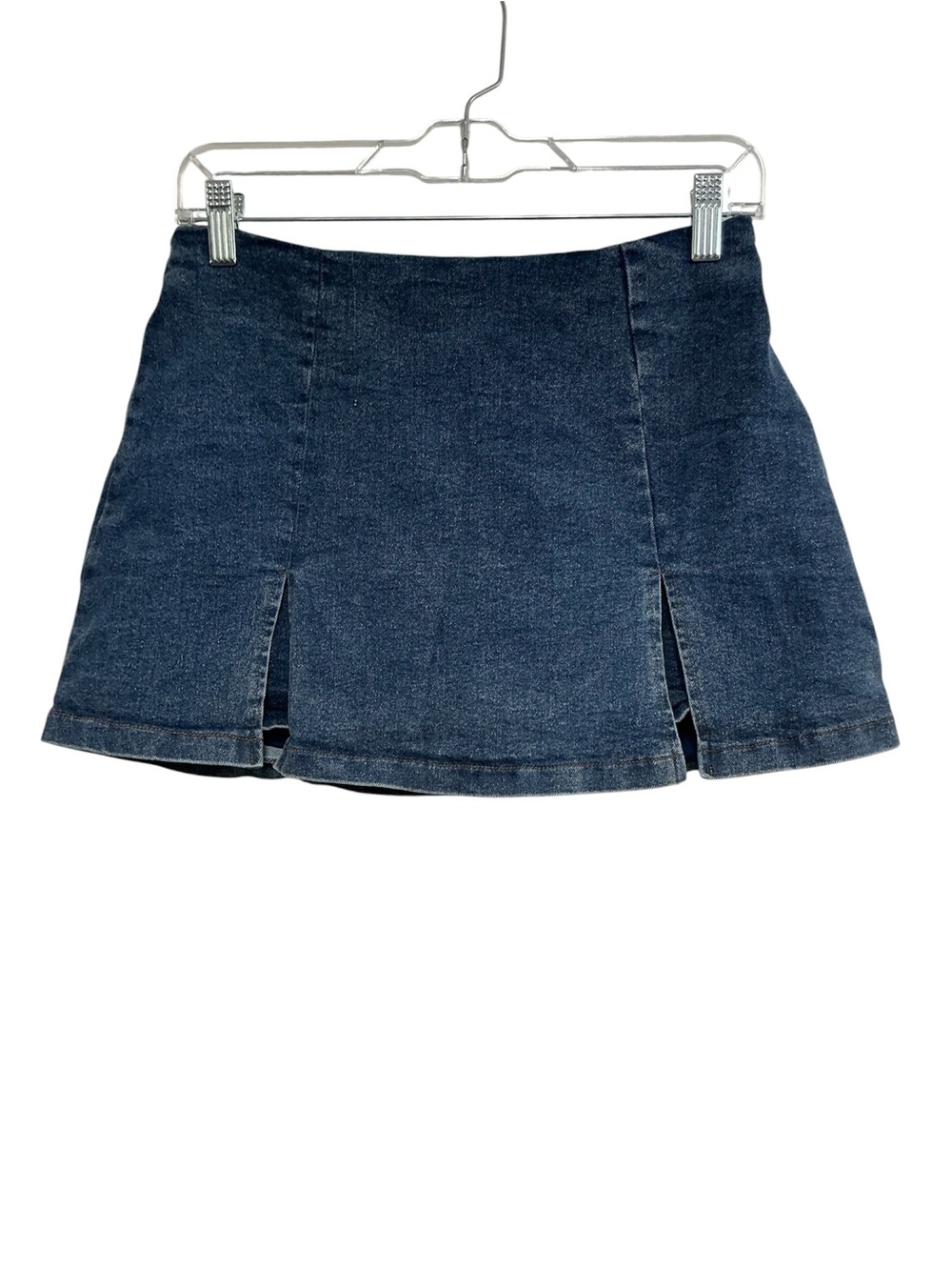 french kyss Dark Blue Denim Mini Skirt with Front Slits
